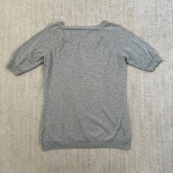 Banana Republic Gray Cotton Silk Short Sleeve Sweater Knit Top S - Picture 4 of 10